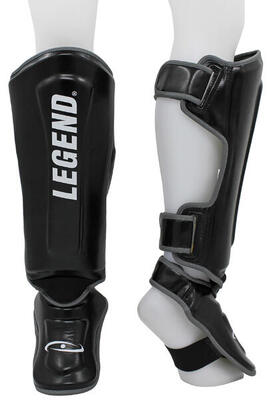 Kickboks scheenbeschermers protect plus heren/dames zwart-wit pu - verschillende