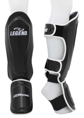Kickboks scheenbeschermers legend best heren/dames zwart-wit pu