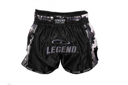 Kickboks Broekje Kids/Volwassenen Camo Grijs Satijn