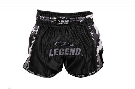 Kickboks Broekje Kids/Volwassenen Camo Grijs Satijn