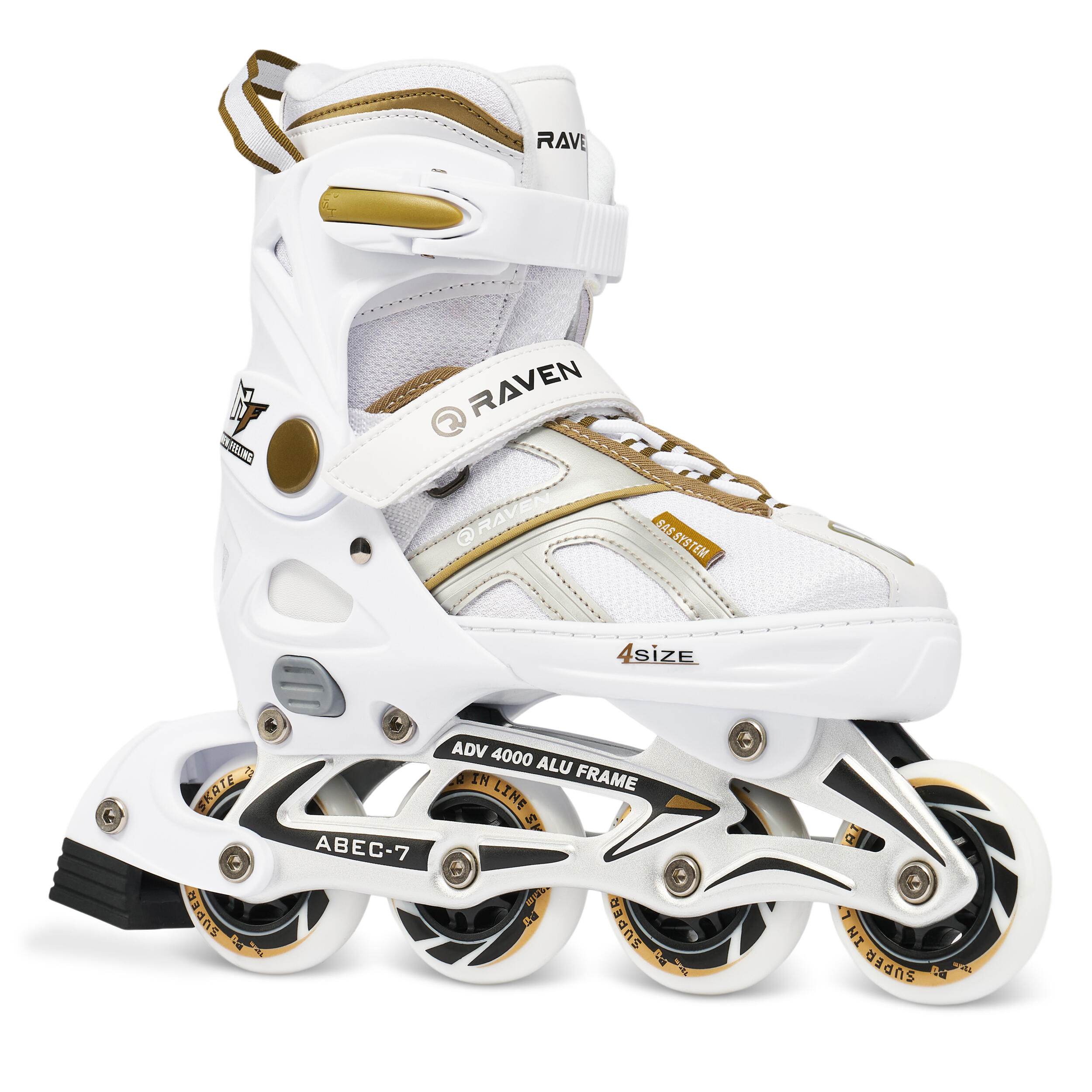 RAVEN Verstellbare Rollschuhes Pulse Weiß/Gold