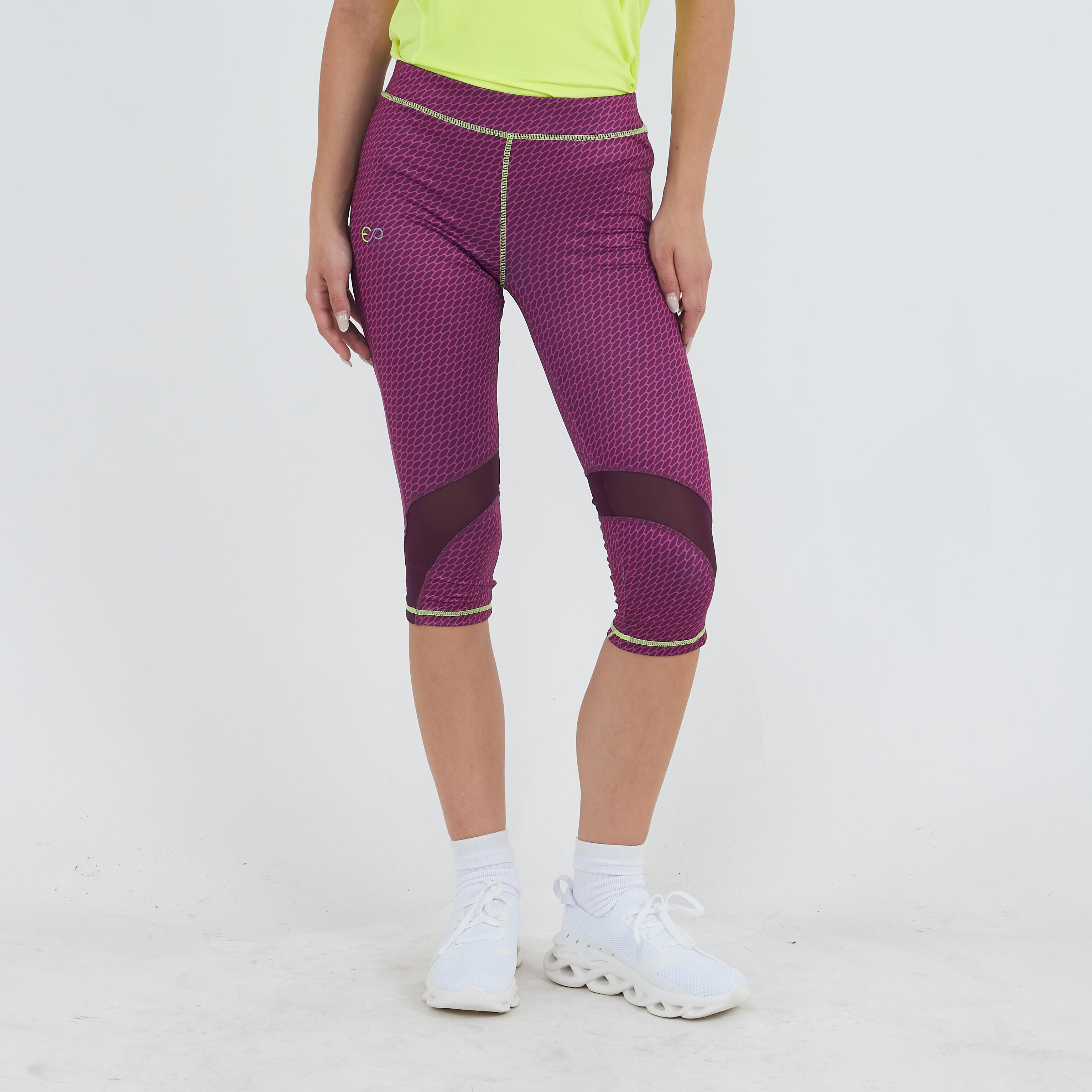 Elplayer - Legging D'Entraînement 3/4 Asyr Pour Femme - Corsaire De Running - Jaune|violet - Decathlon