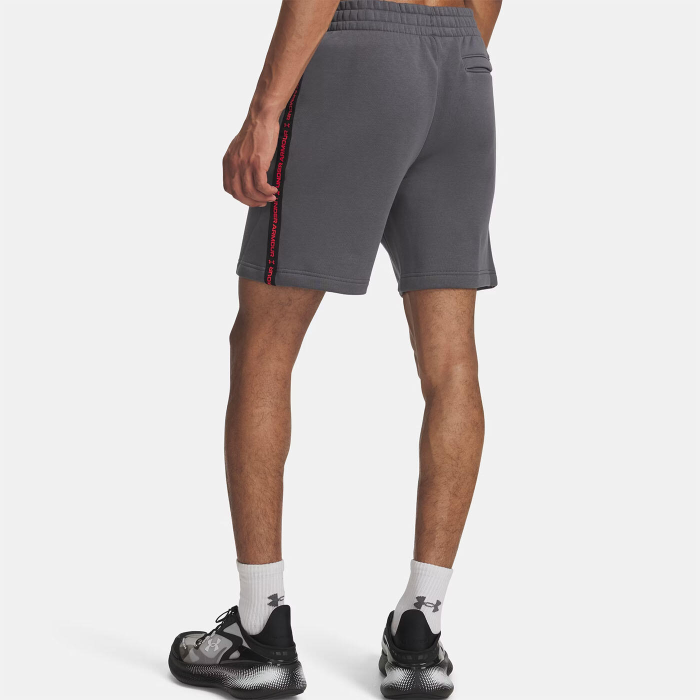 Short à bandes griffées UA Icon Fleece pour homme Under Armour Gris 2/4