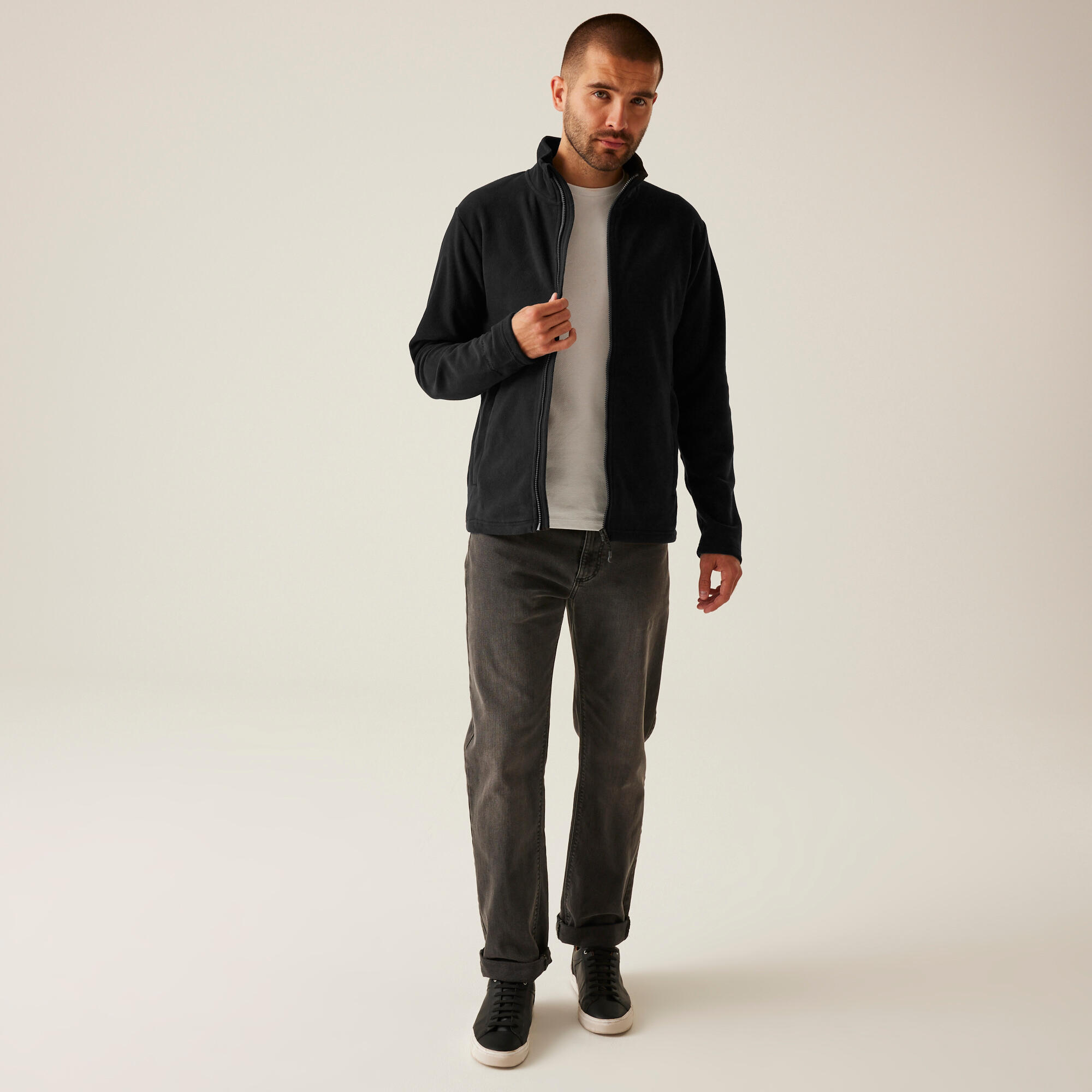 Herren Wandern Fleece - Honestly Made Recycled Full Zip Microfleece, blau 3/4