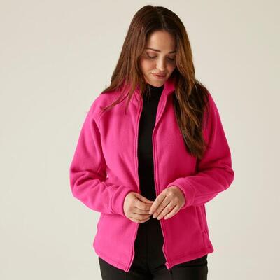 Fleece dames wandelen zip-up hoge kraag