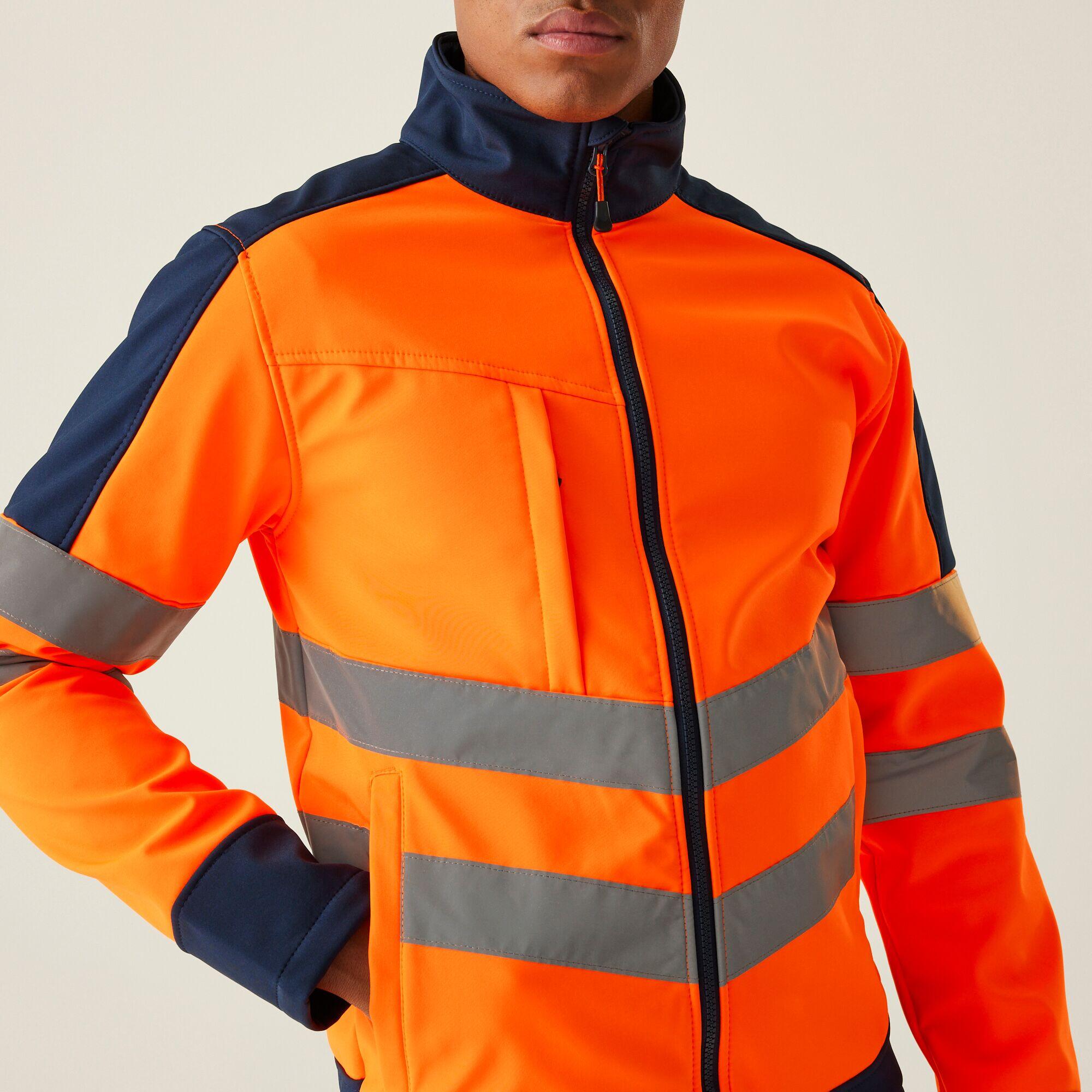 Jas Heren Reflecterende Strepen Zipper Pockets Hi-s Pro 3-layer Softshell 4/5