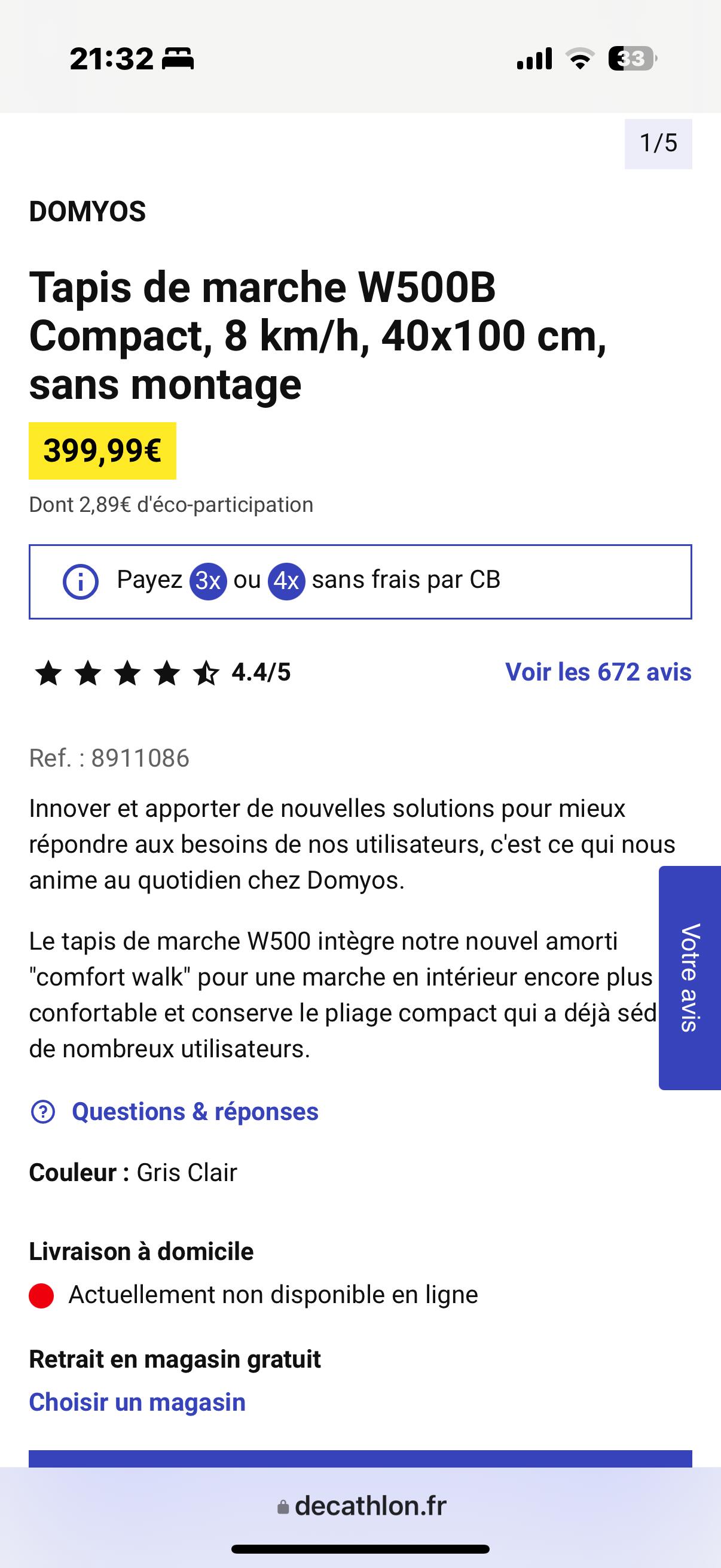Entre Particuliers - Tapis de marche DOMYOS W500 6/6