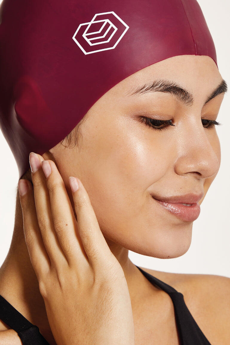 Swim Cap for Long Hair (Medium) - Burgundy 1/7