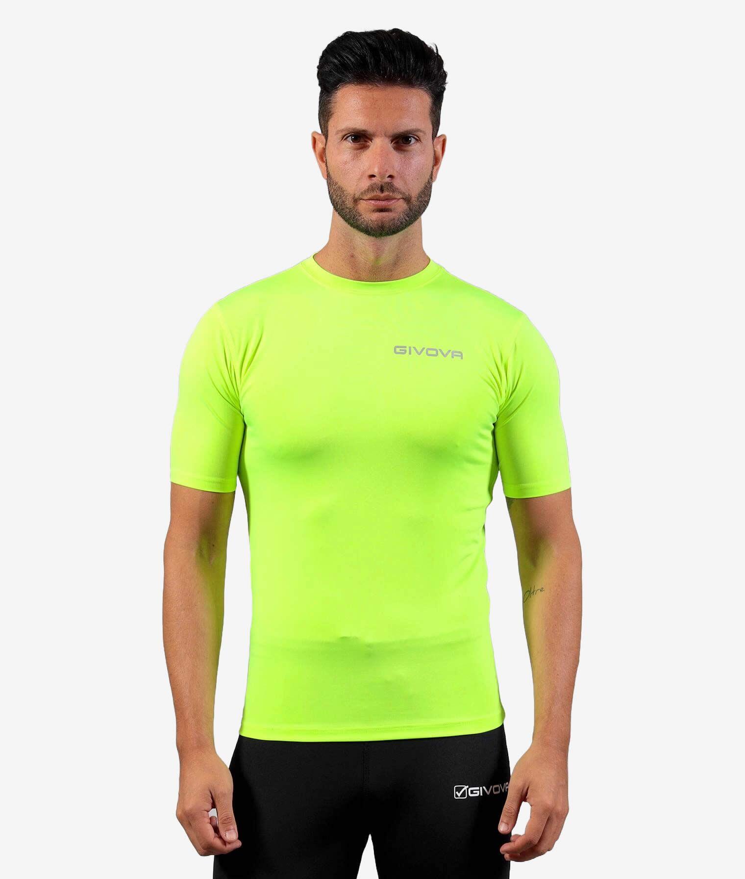 T-shirt uomo da palestra givova giallo fluo 1/4