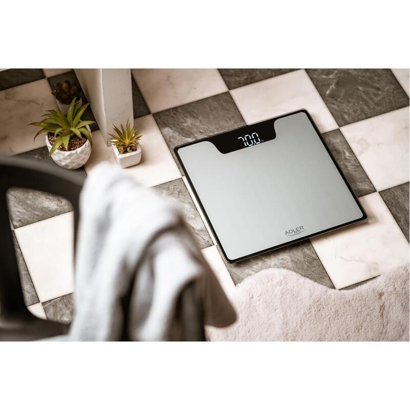 Cantar de baie Adler AD 8174s, max 180 kg, 100 g, Sticla securizata (Argintiu)