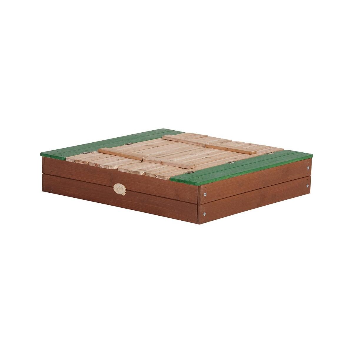 Bac à sable 120 x 120 cm avec bancs, Ella XL, Marron/Vert 2/7