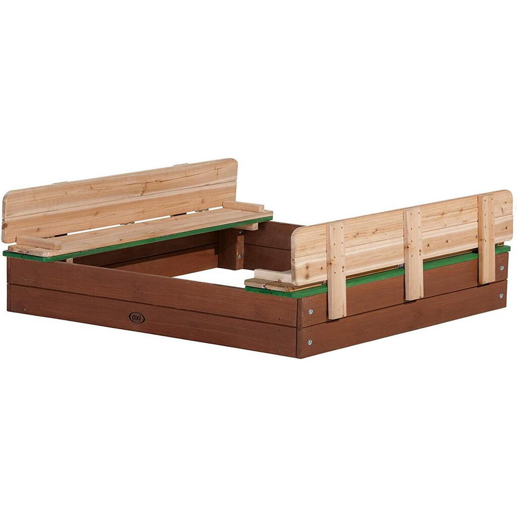 Sandpit with benches, Ella XL, 120 x 120 cm, Brown/Green