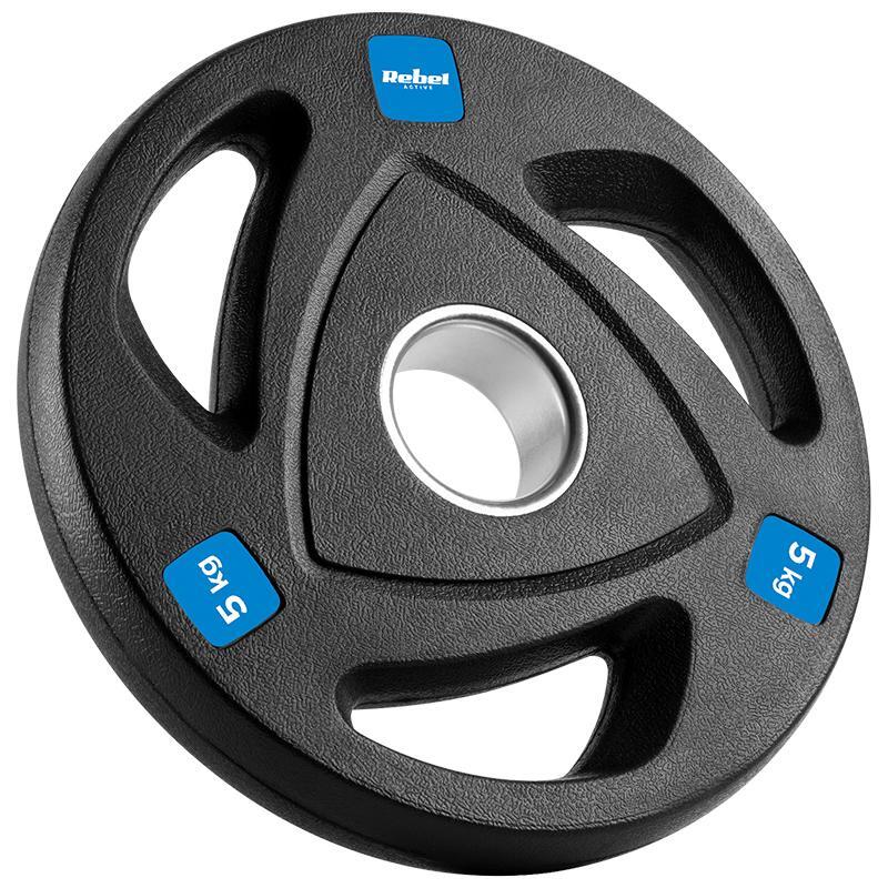 Set 4 Discuri greutate fonta cauciucata Rebel Active RBA-2109, 4 x 5kg