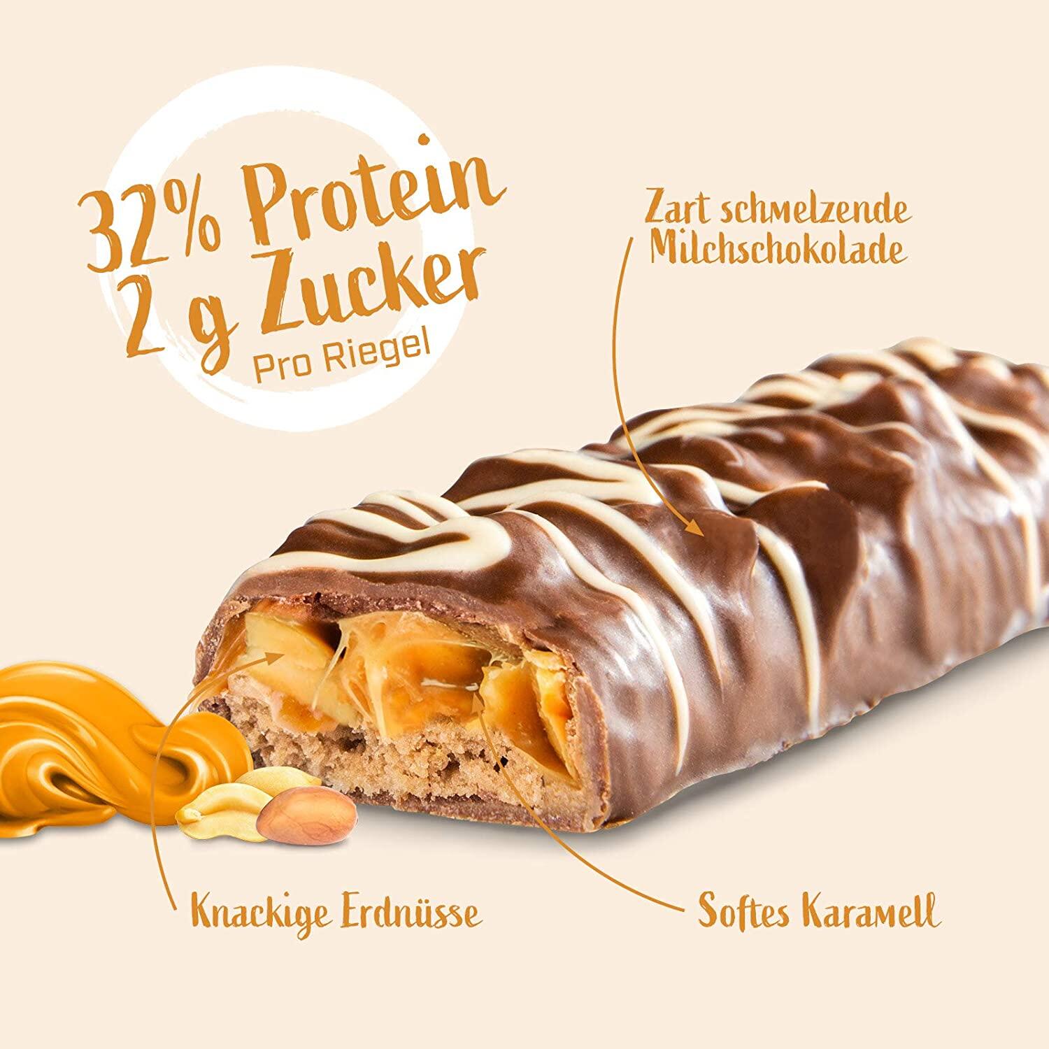 Superbar Peanut Caramel, Proteinriegel, 32 % Eiweiß, 24 x 50 g 2/4