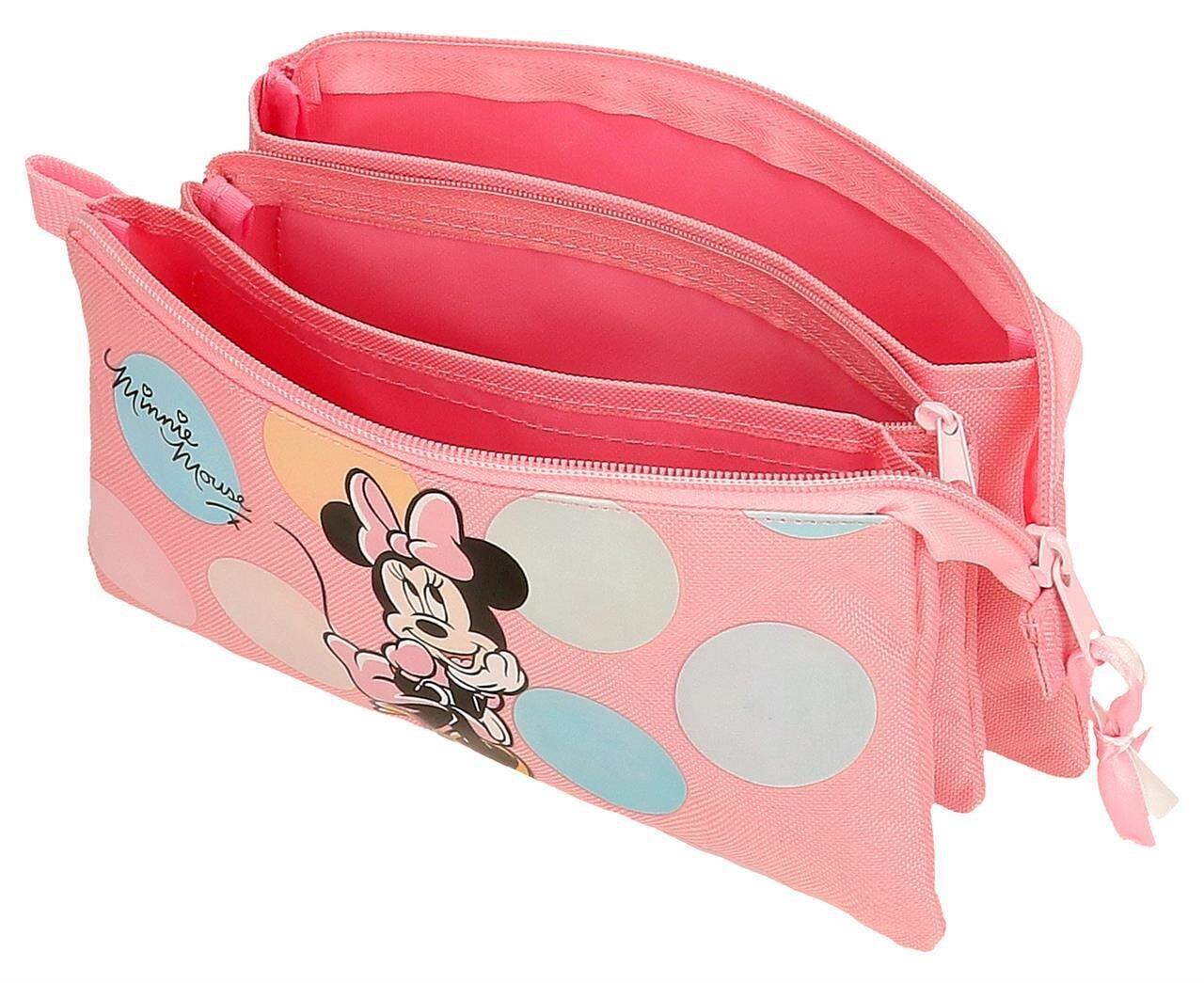 Astuccio tre scomparti bambina Disney Minnie Coquette 12cmcorallo 3/6