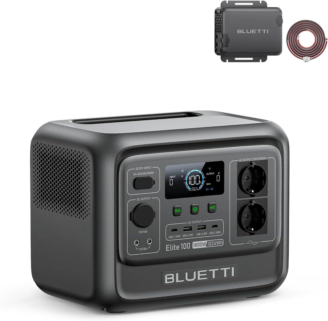 Gerador solar bluetti elite 100 v2 1800w (novo 2025) com carregador 1