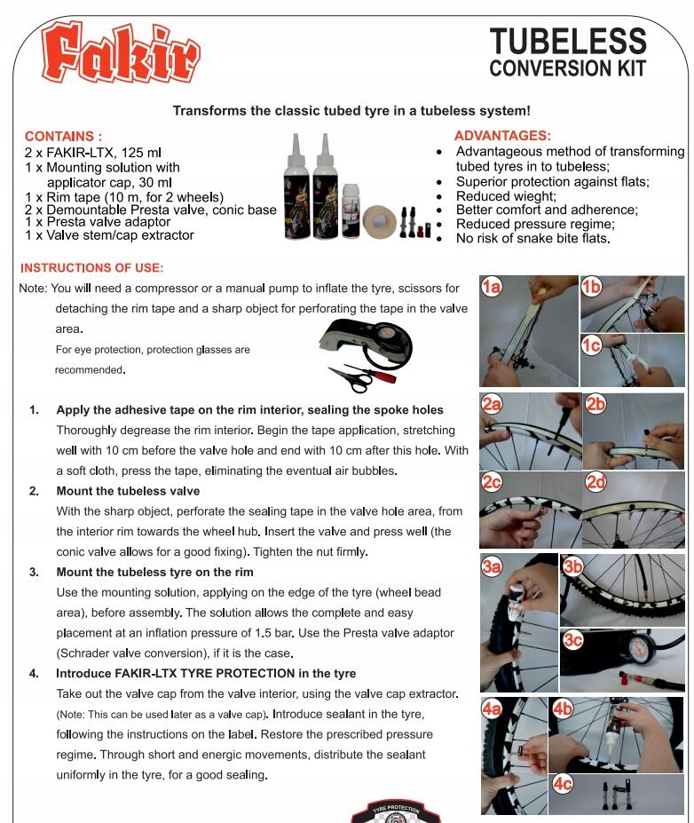 Kit de conversion VTT FAKIR pour convertir les pneus de vélo en pneus tubeless 2/7