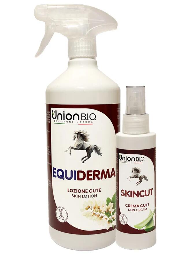 Image of SKINCUT crema cute 125 ml + EQUIDERMA lozione cute 1 litro. KIT PRONTO SOCCORSO | Union Bio