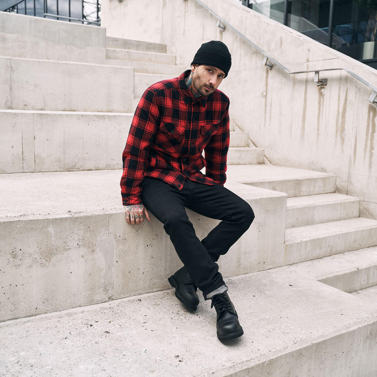 Brandit Lumber Jacket Red / Black 3/3