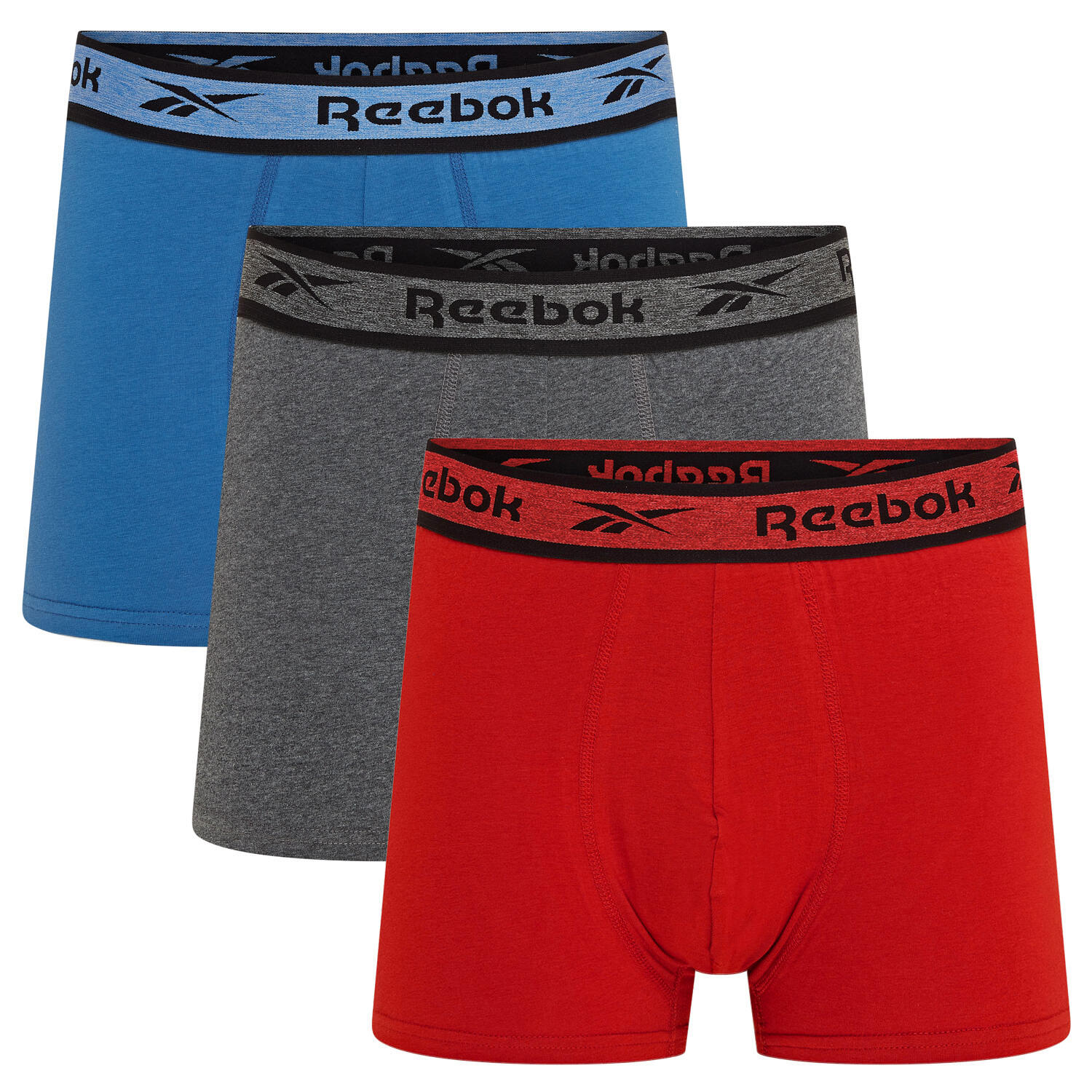 REEBOK Mens Reebok 3 pack Omid trunks Vector Red/Charcoal/Marl/Twilight Blue