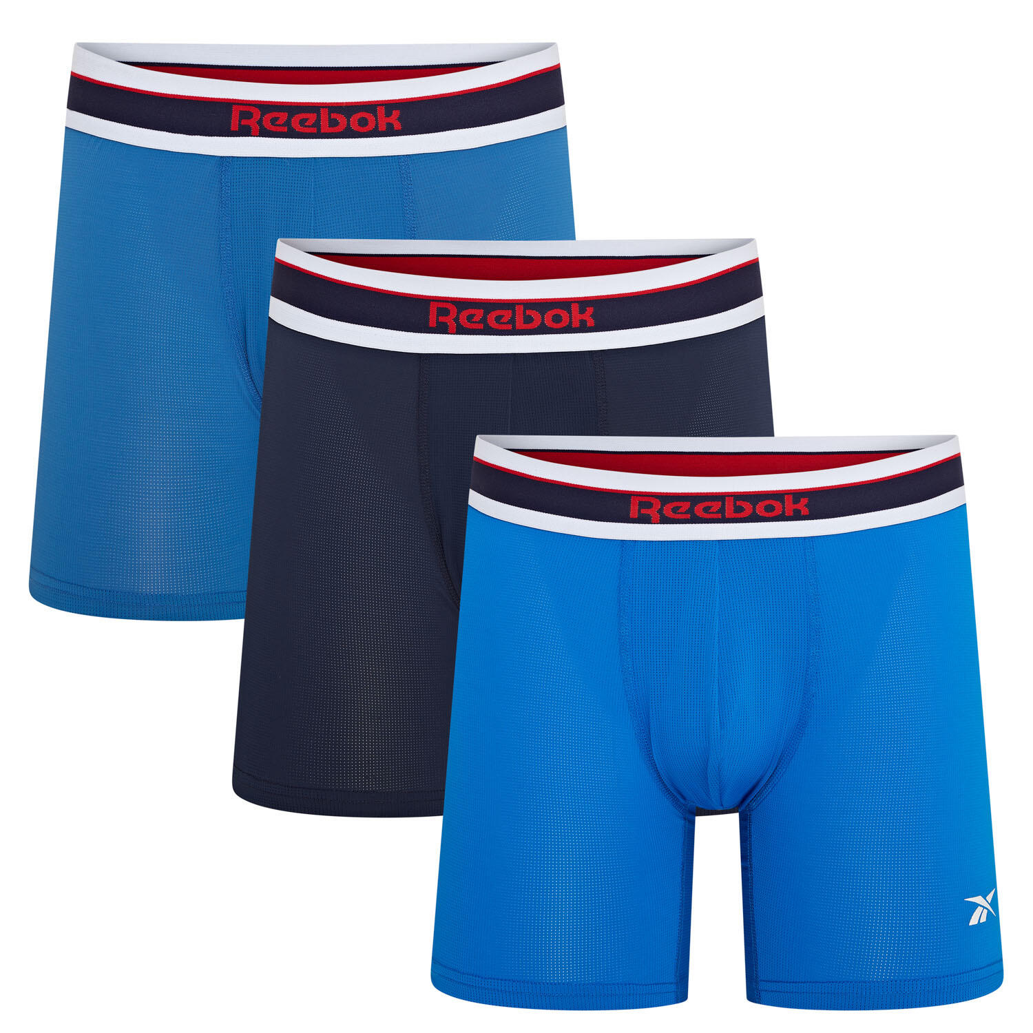 REEBOK Mens Reebok 3 pack Anselm sports trunks Vector Blue/Navy/Twilight Blue