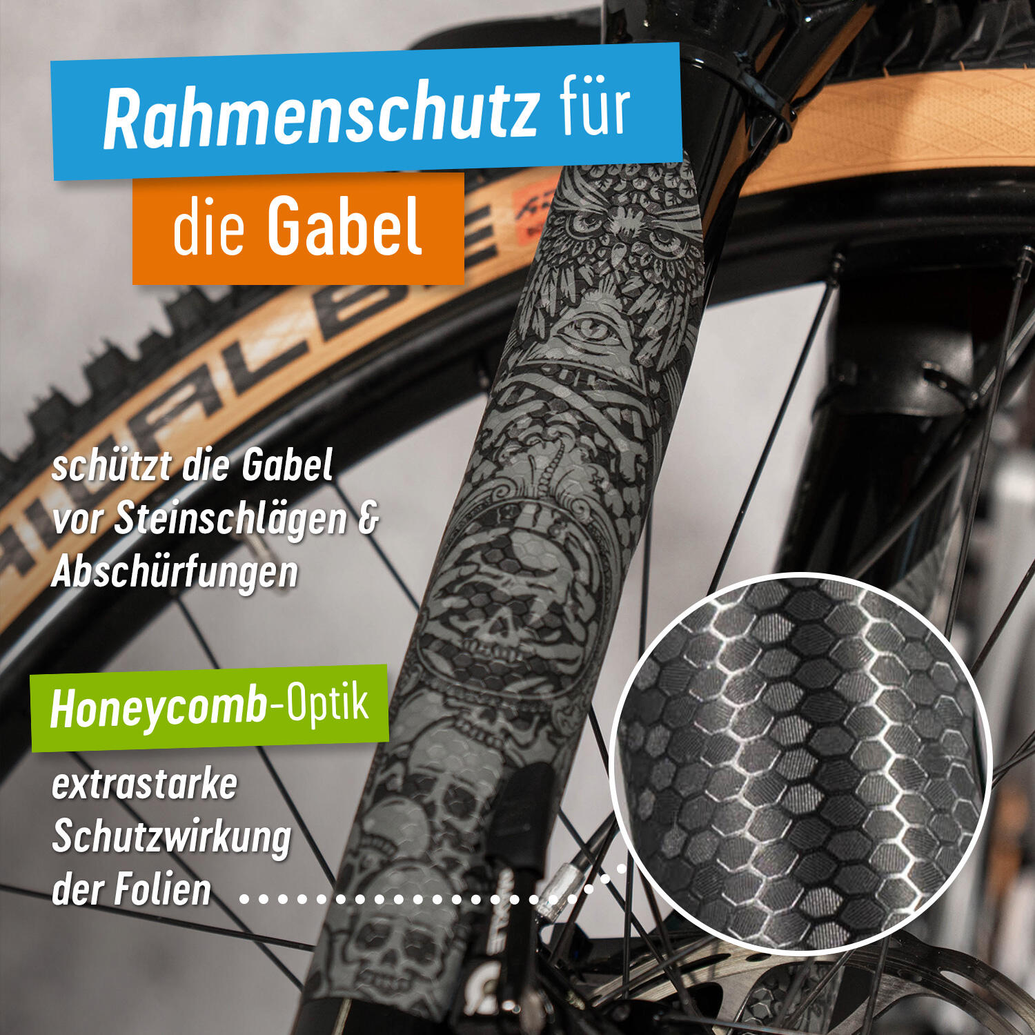 Fahrradgabel Schutzfolie Aufkleber matt universeller Kratz- & Steinschlagschutz 2/6
