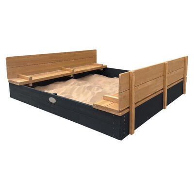 AXI Ella Sandkasten XXL aus Holz mit Deckel braun/grau - 150 x 150 cm