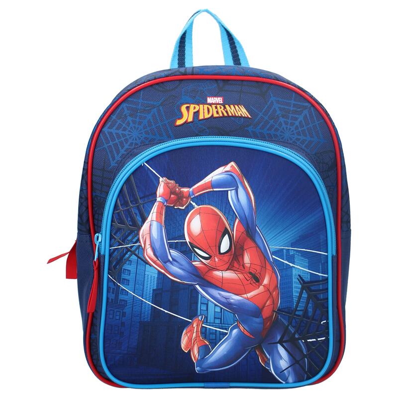 Rucsac albastru cu doua compartimente, 30x25x11 cm, Keep on Moving, Spiderman