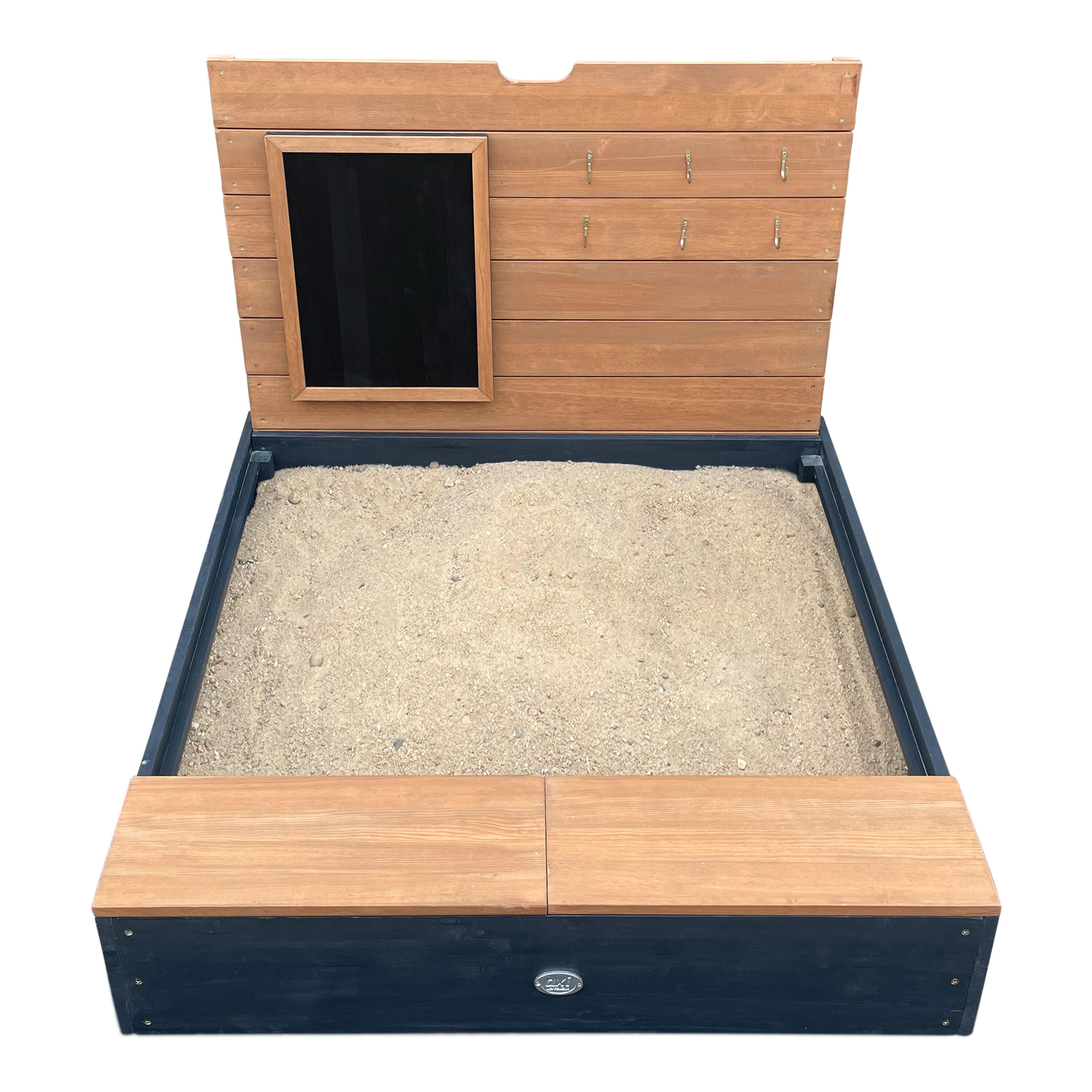 Axi Onno Bac À Sable Otogonal Avec 4 Bancs, Couleur Marron/anthracite | Bac À Sable Avec Couvercle Et Toile De Sol à Prix