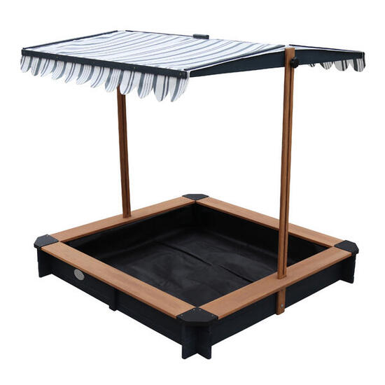 Lily Sandkasten aus Holz, Grün/Braun, schwenkbares Dach, 118 x 118 cm