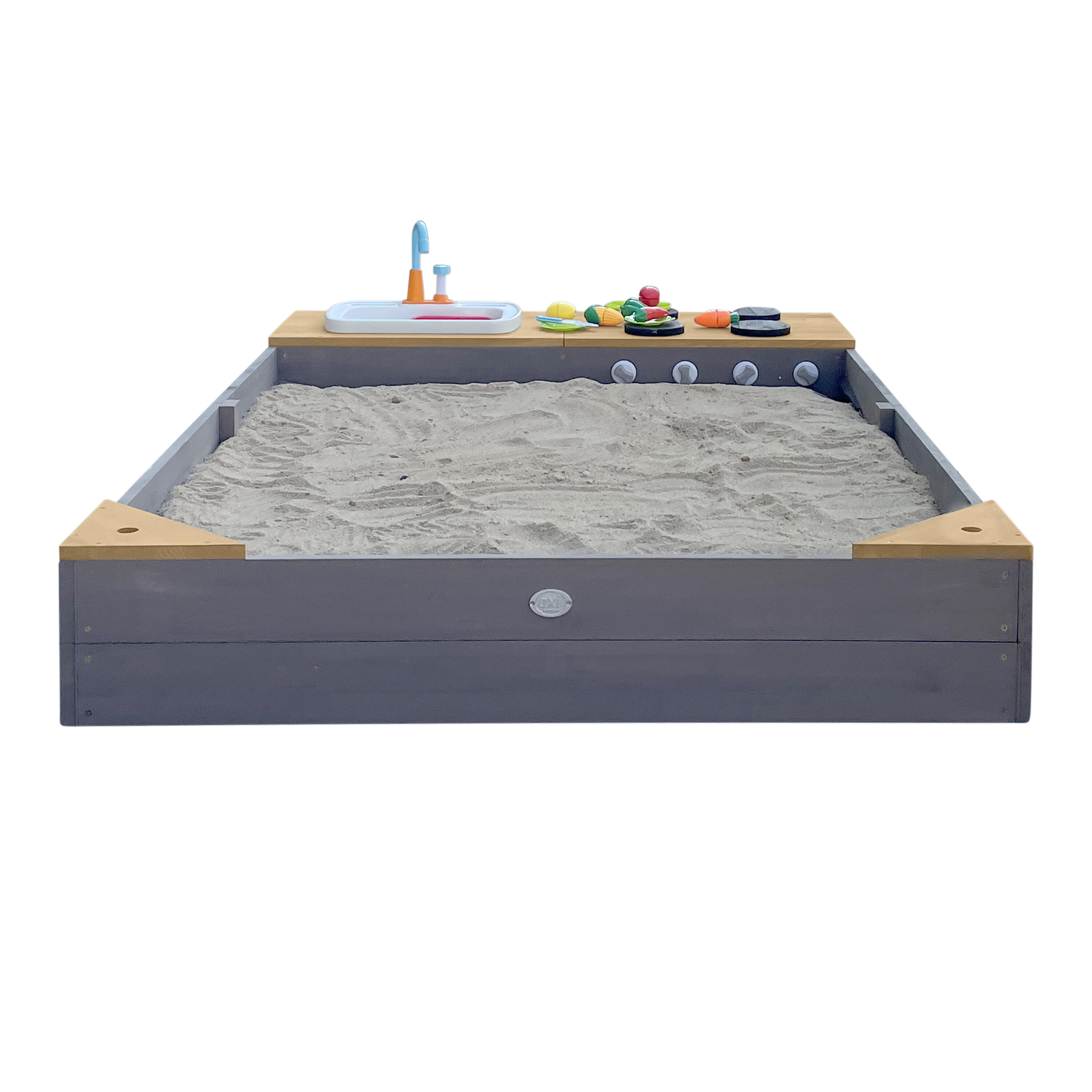 Bac à sable avec dinnette, 180 x 115 cm, Kelly, Gris/Marron 5/7
