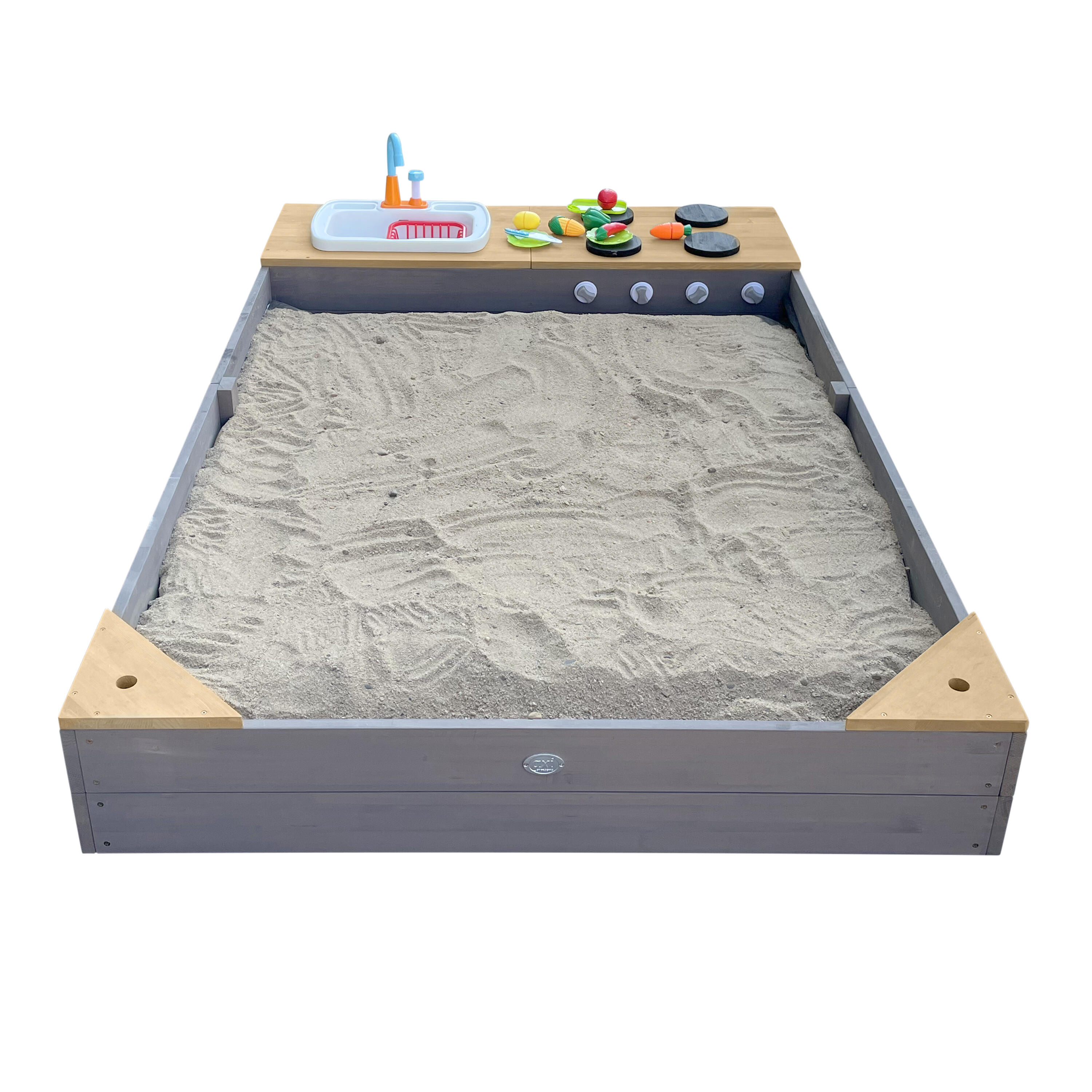 Bac à sable avec dinnette, 180 x 115 cm, Kelly, Gris/Marron 7/7