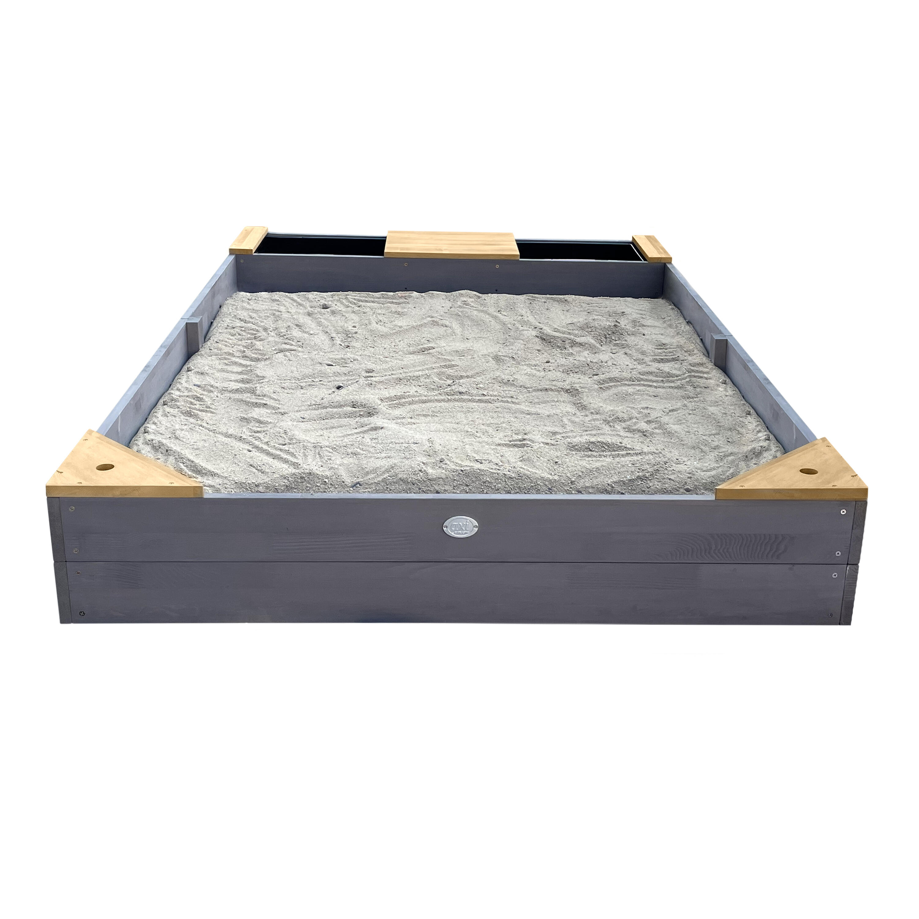 Bac à sable avec bancs et récipients, 180 x 115 cm, Kelly, Gris/Marron 5/7