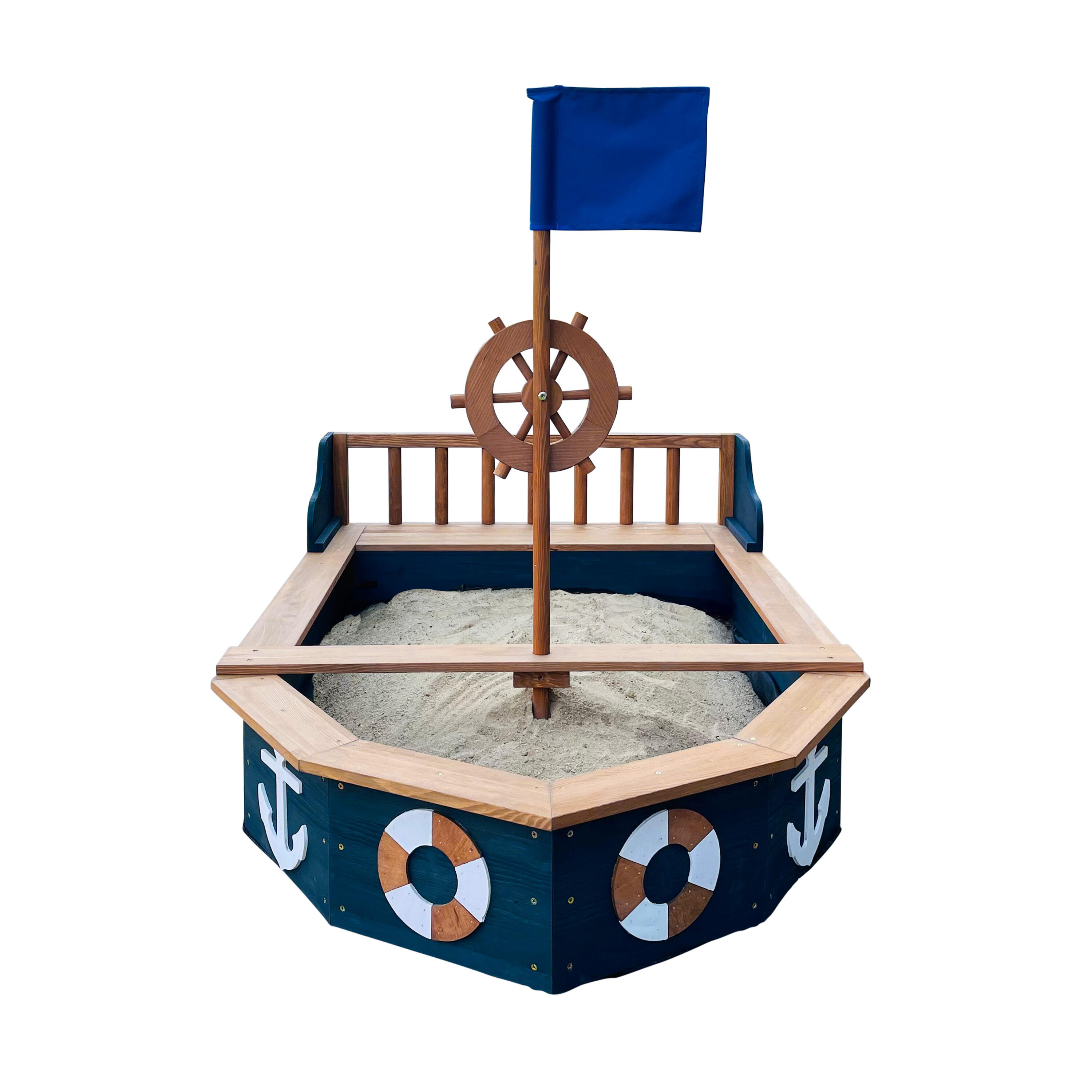 Bac à sable Bateau Doris 153 x 90 x 100 cm - Banc de rangement, Gris 6/7