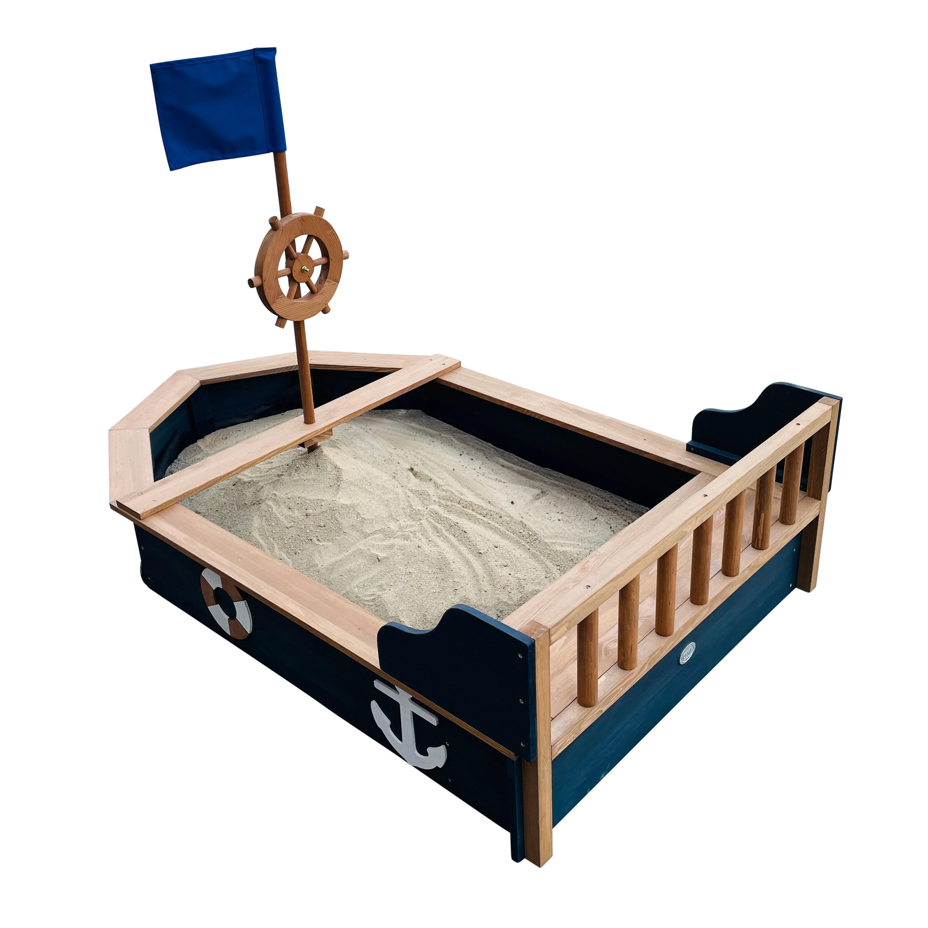 Bac à sable Bateau Doris 153 x 90 x 100 cm - Banc de rangement, Gris 2/7