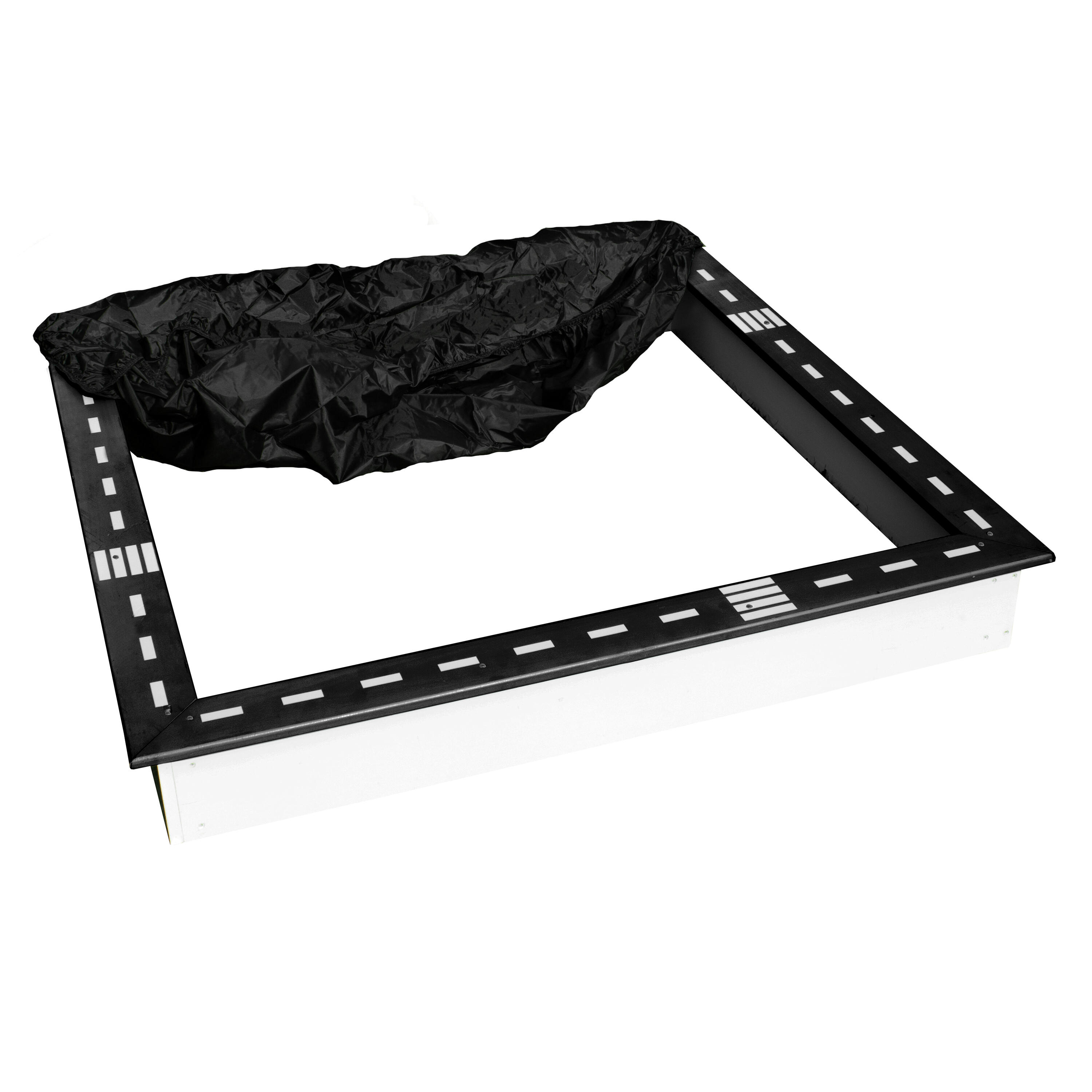 Sabbiera bambini, nero/bianco, motivo strada, 127 x 127 cm 6/7