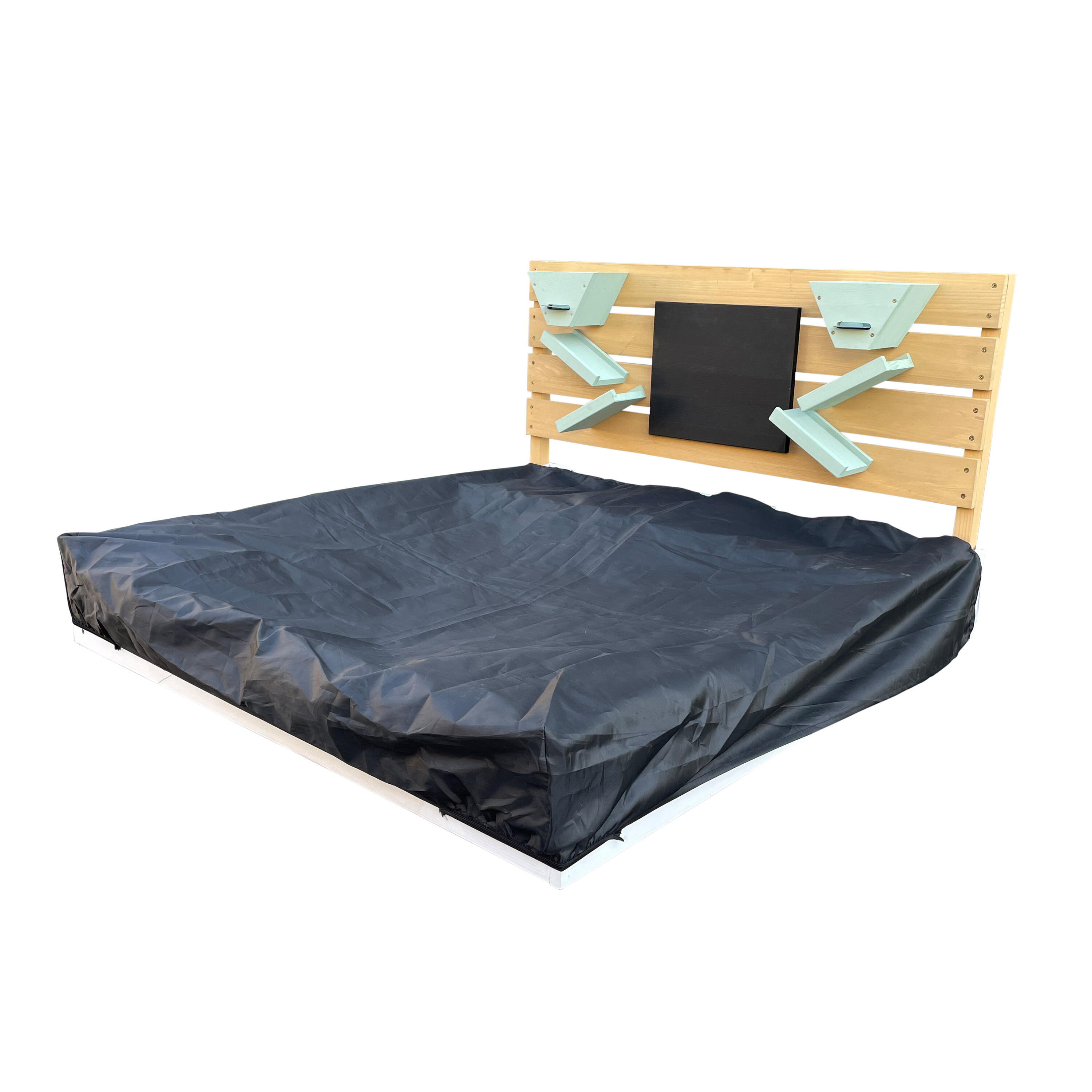 Bac à sable 100 x 105 cm avec bacs à eau et mur de jeu, Cato, Blanc/vert 4/7