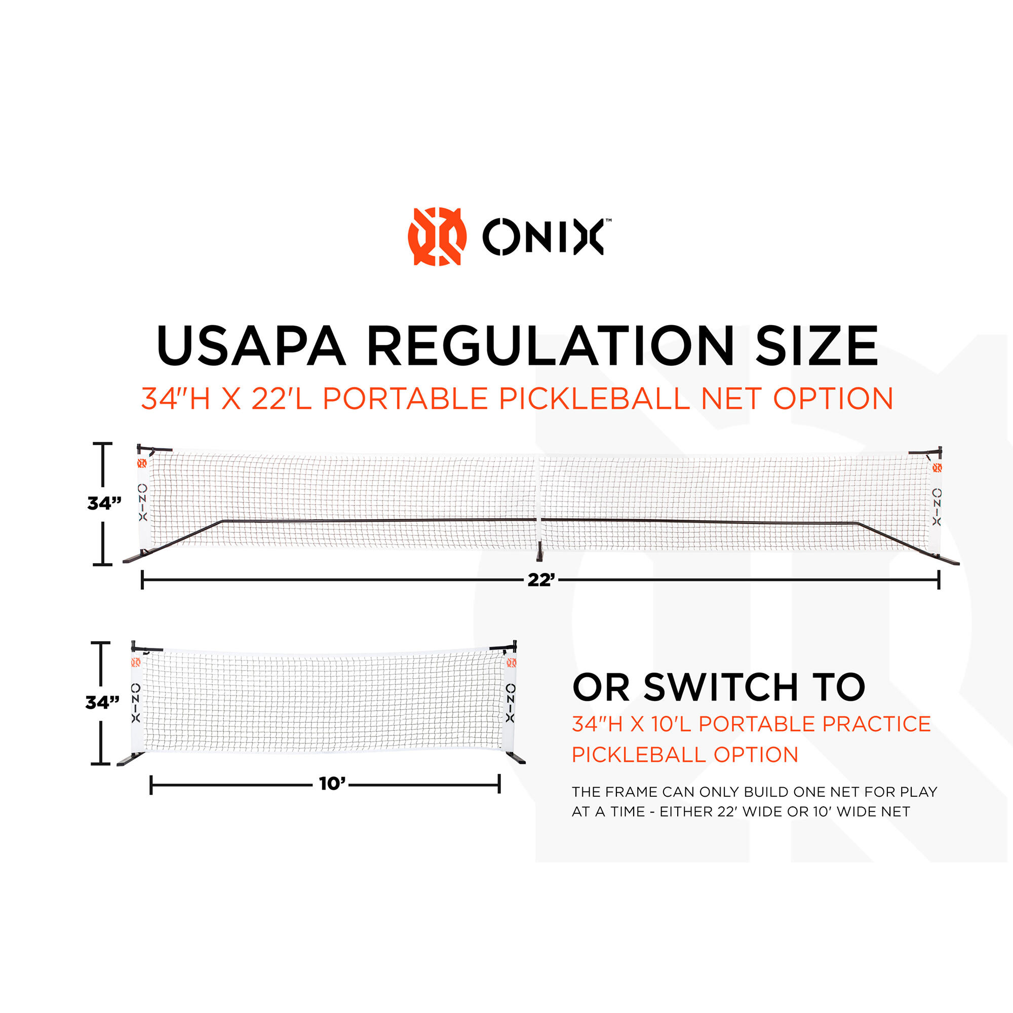 ONIX Pickleball Netz, 2-in-1 tragbares Netz & Übungsnetz-Set, inkl. Tragetasche 2/7