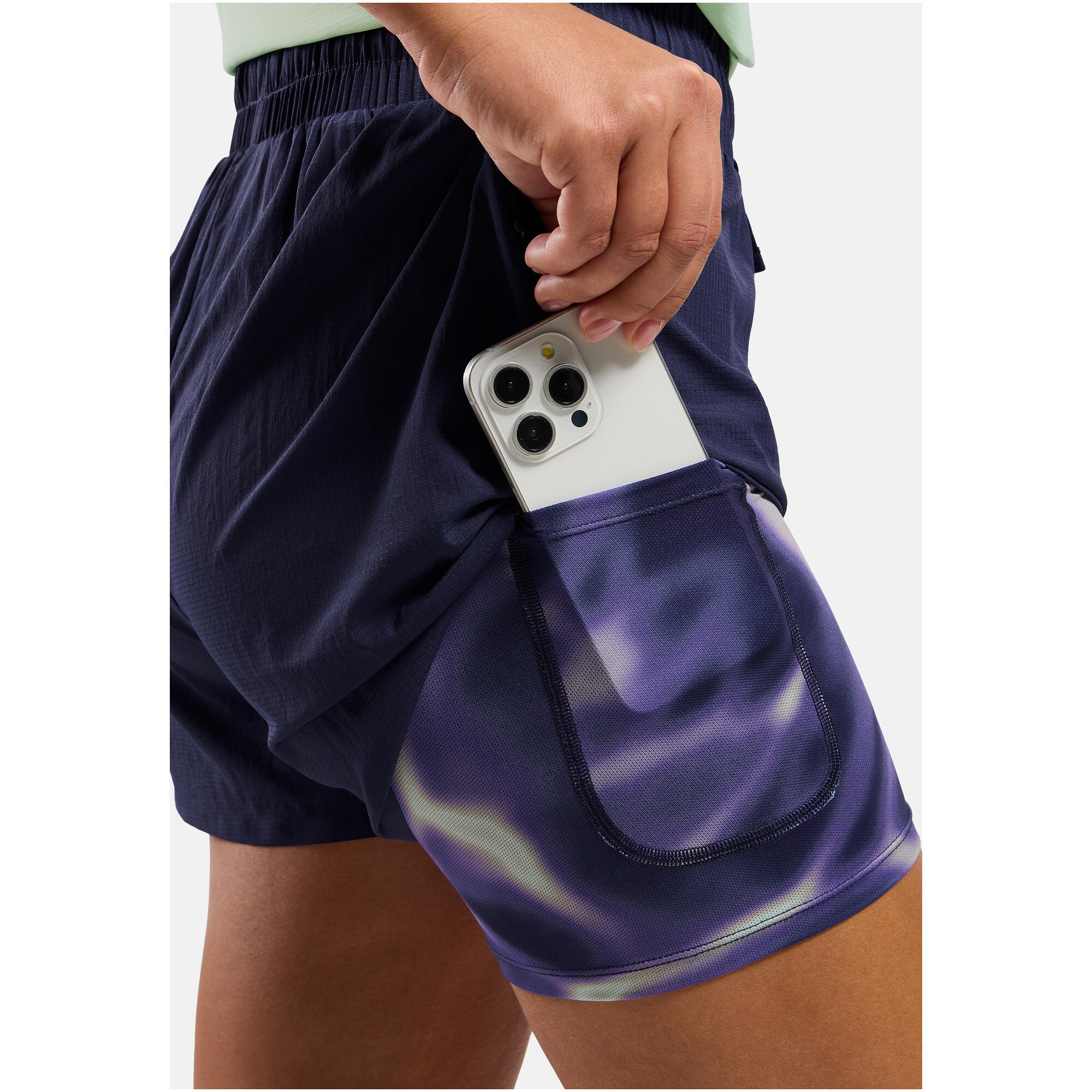 Spodenki damskie Odlo ZEROWEIGHT 3 INCH PRINT 2-in-1 short 5/7