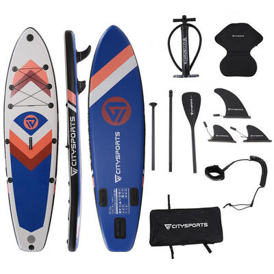 Aufblasbares Paddleboard-Set. Stand-Up-Paddleboard.Marineblau