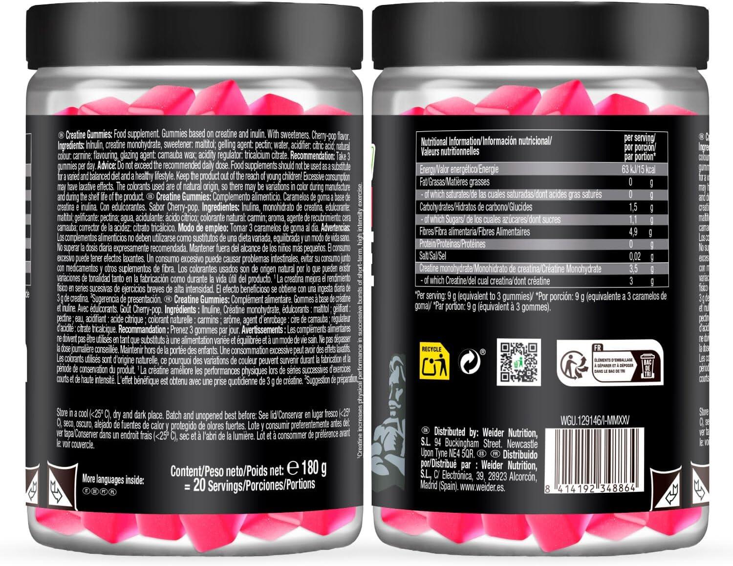Weider Premium Creapure Gummies (60) Cherrypop - Creatina - Creapure 6/6