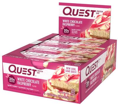 Quest nutrition quest bars (12x60g) white chocolate raspberry - repen