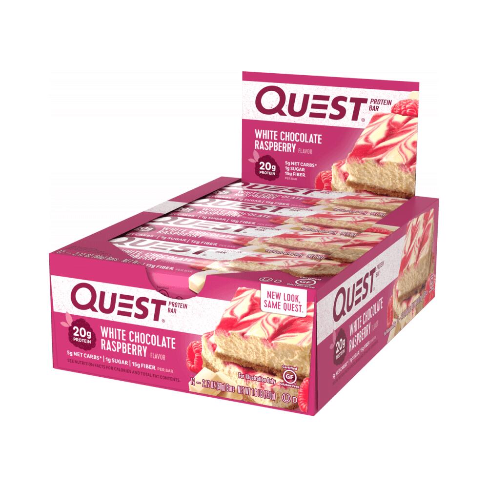 QUEST NUTRITION Quest Nutrition Quest Bars (12x60g) White Chocolate Raspberry - Repen