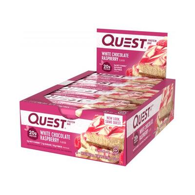 Quest Nutrition Quest Bars (12x60g) White Chocolate Raspberry - Barre