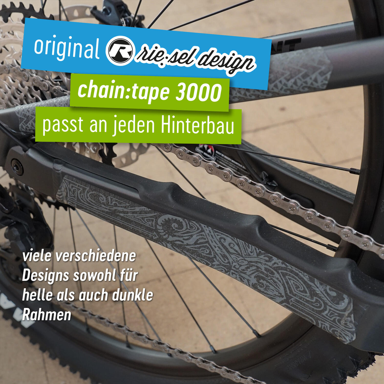 Fahrrad Schutzfolie Aufkleber für den Hinterbau matt Kratz- & Steinschlagschutz 3/5