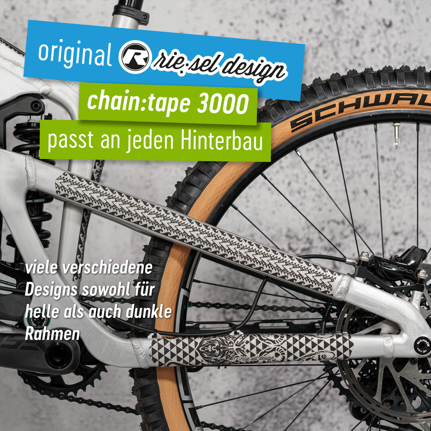 Fahrrad Schutzfolie Aufkleber für den Hinterbau matt Kratz- & Steinschlagschutz 3/5