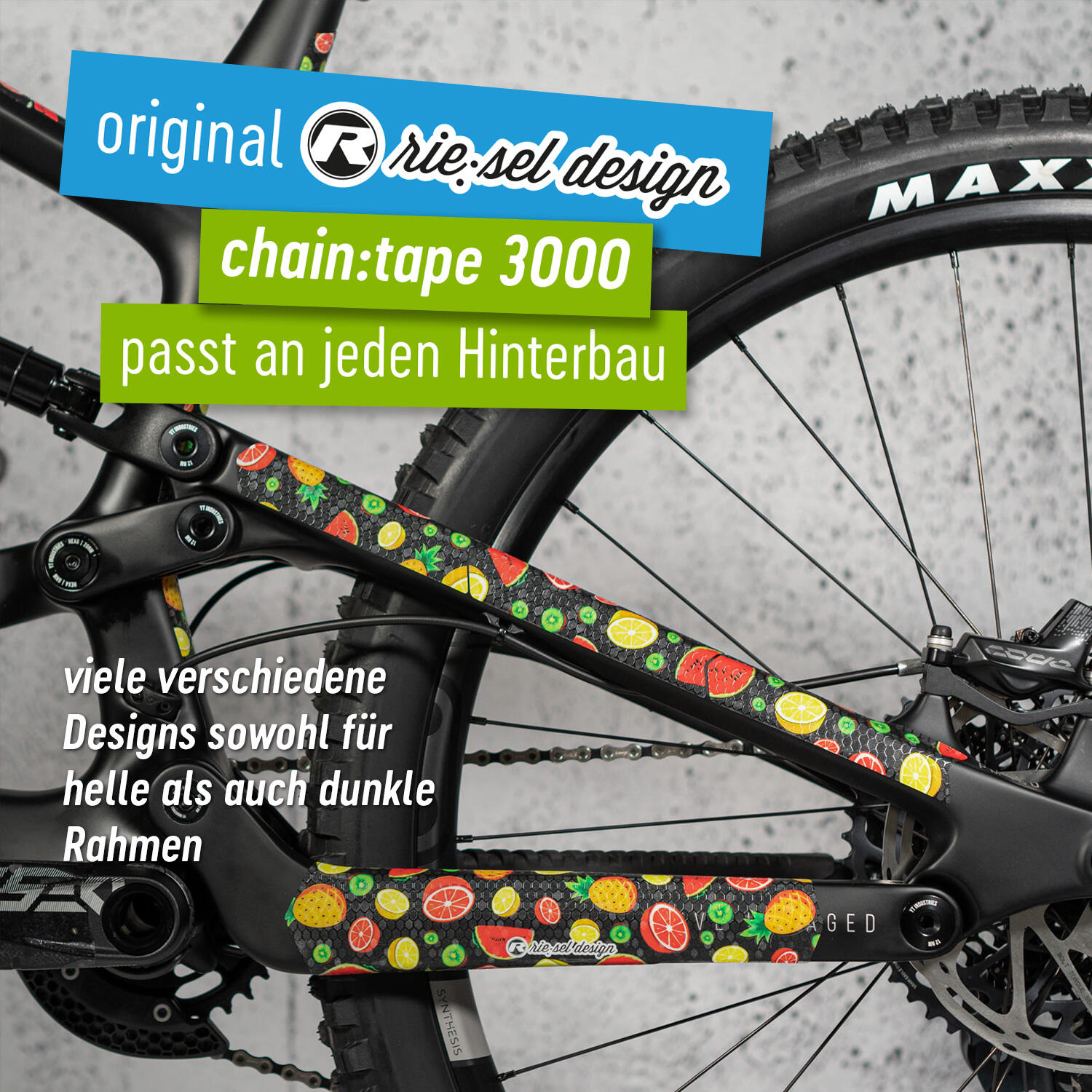 Fahrrad Schutzfolie Aufkleber für den Hinterbau matt Kratz- & Steinschlagschutz 3/5