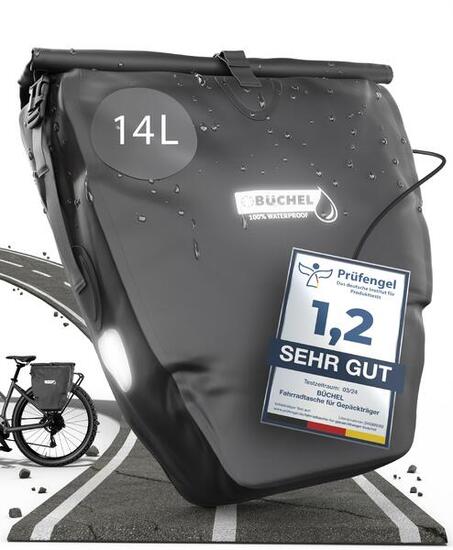Büchel Luxe Pakaftas / Enkele fietstas - Zwart - 25.4L