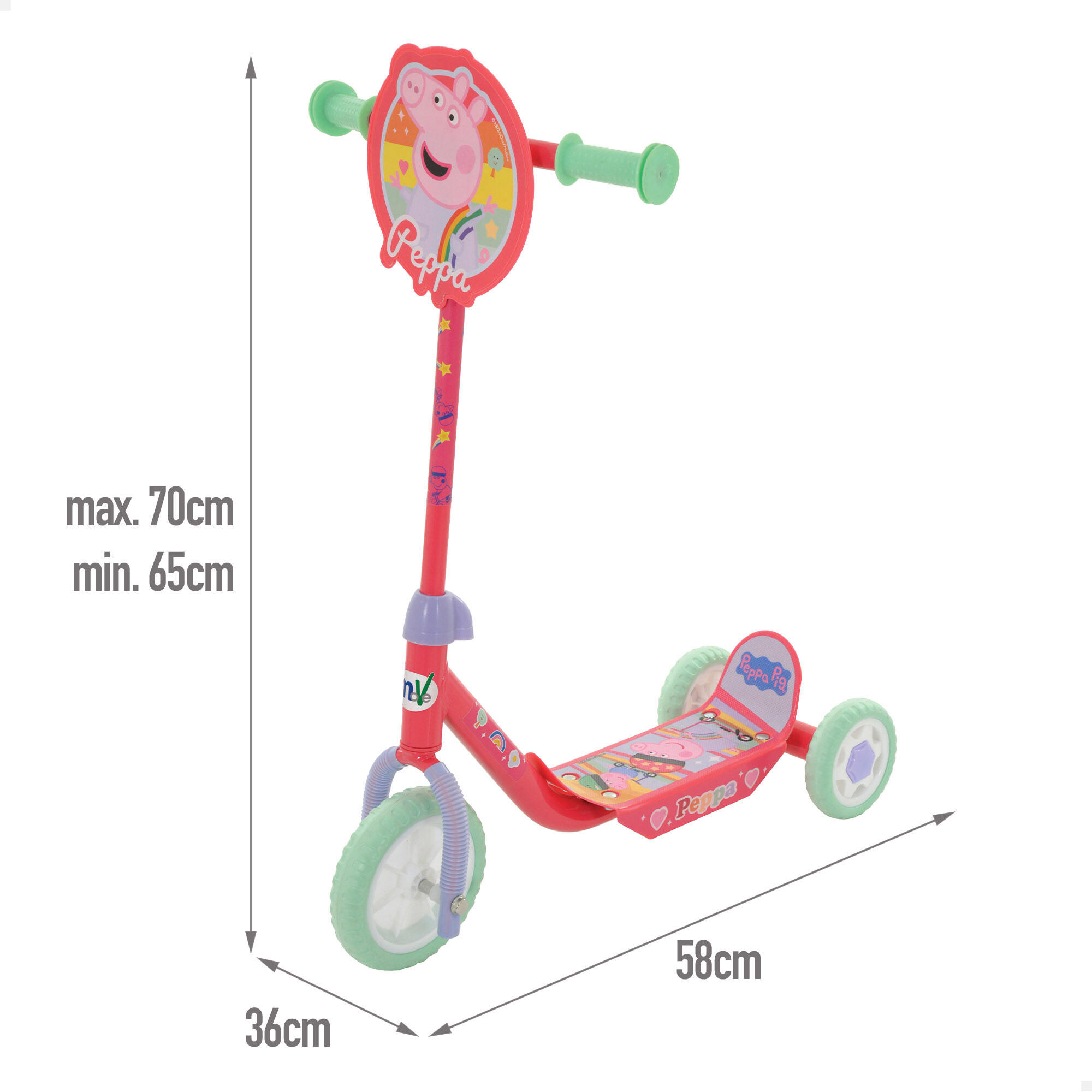 Peppa Pig Patinete 3 ruedas 58x36x65-70 cm máx. 20 kg + 2 años 4/7