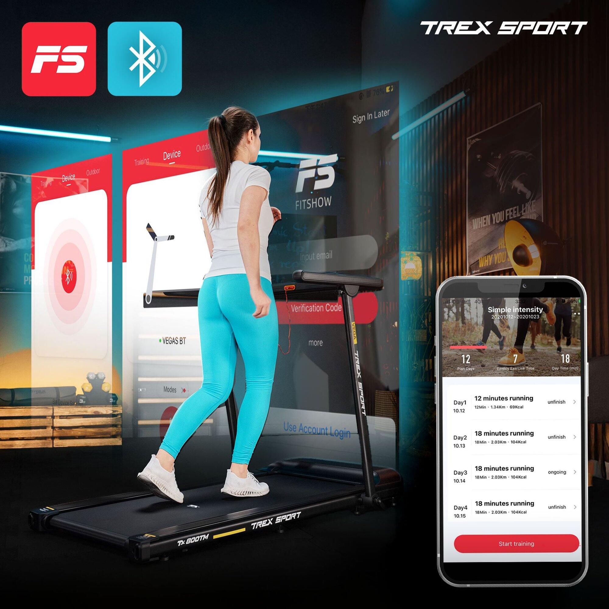 Tapis de course pliable Trex Sport VEGA TX-800TM vitesse 16 km/h 15 programmes 6/7